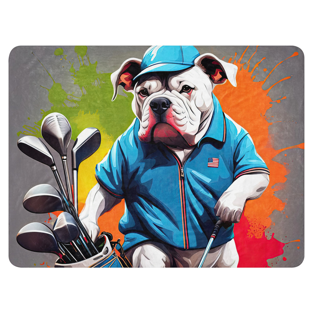 Bulldog Golfer- Sherpa blanket v3