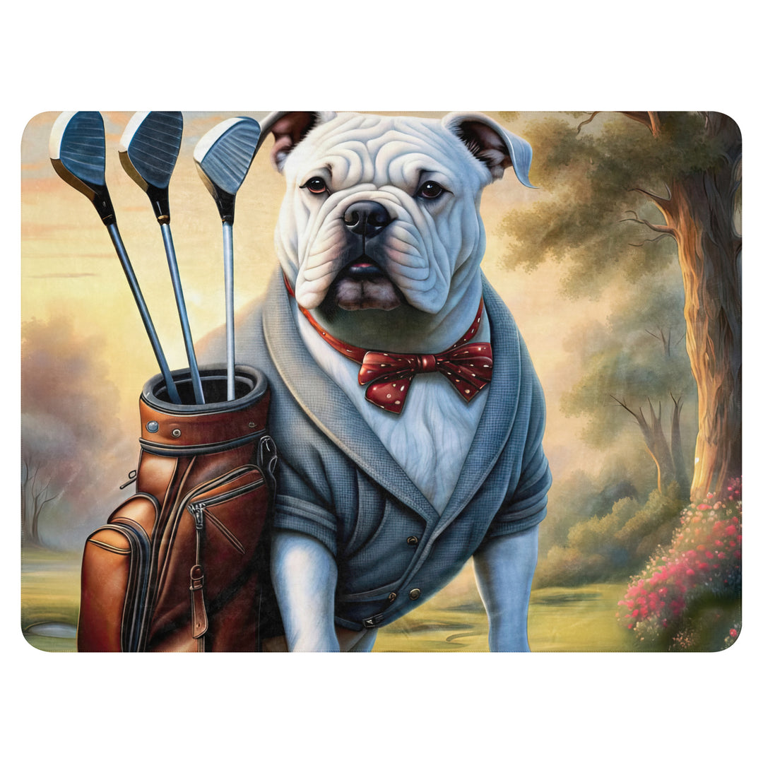 Bulldog Golfer- Sherpa blanket v4