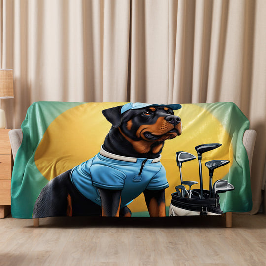 Rottweiler Golfer- Sherpa blanket v2