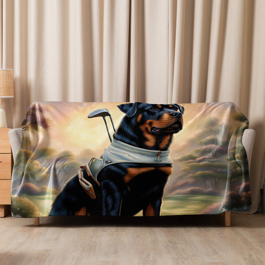 Rottweiler Golfer- Sherpa blanket v3