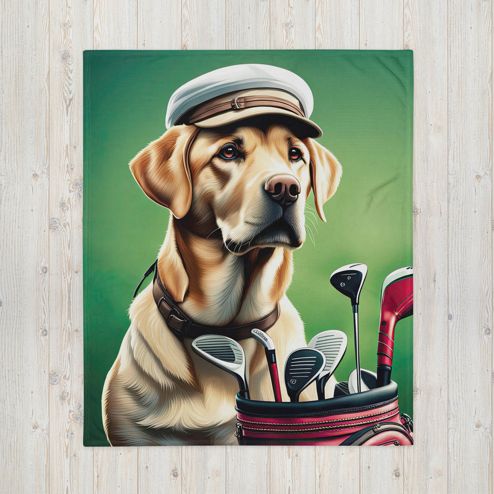 Throw Blanket-Labrador Retriever Golfer V3