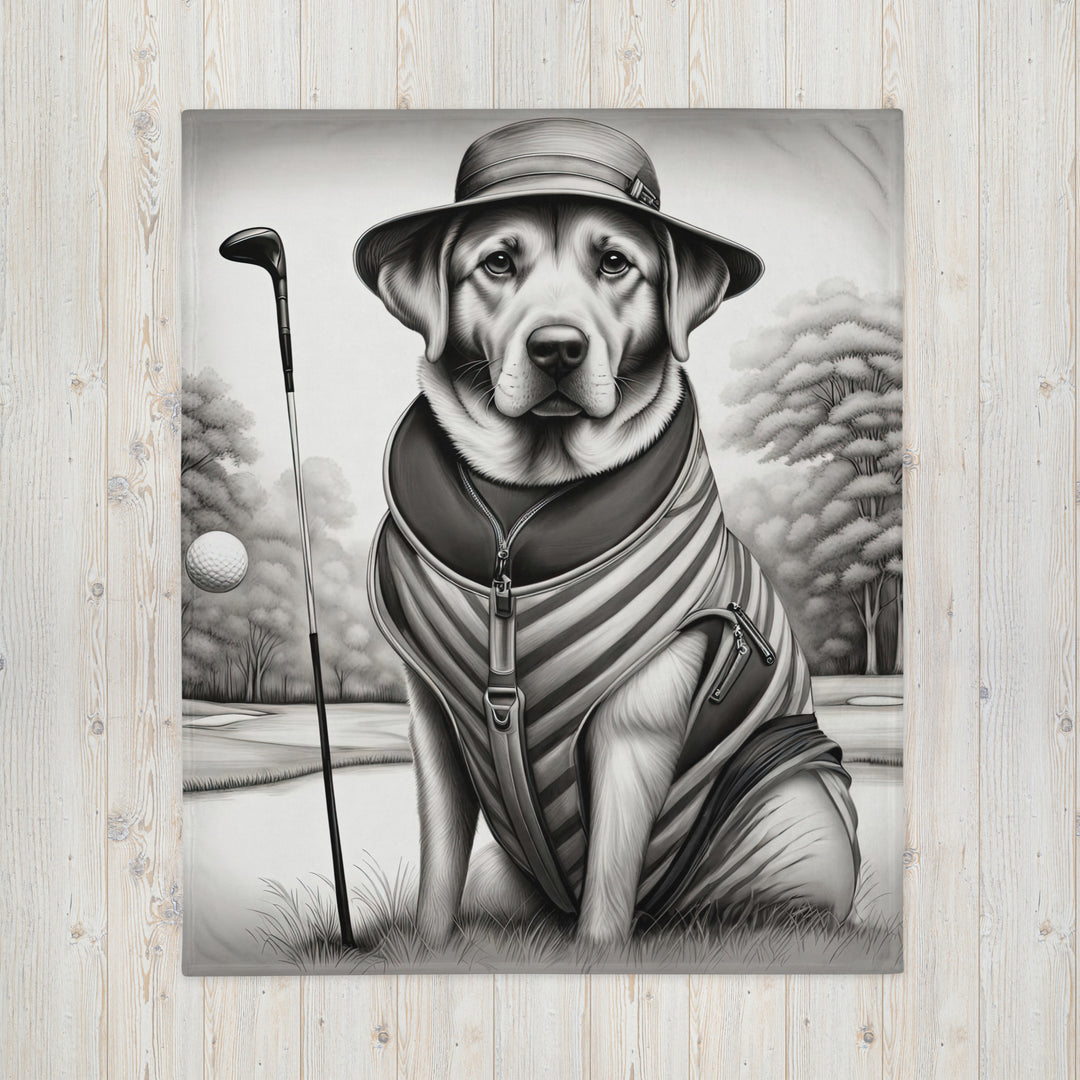 Throw Blanket-Labrador Retriever Golfer V7