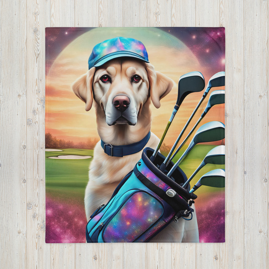 Throw Blanket-Labrador Retriever Golfer V13