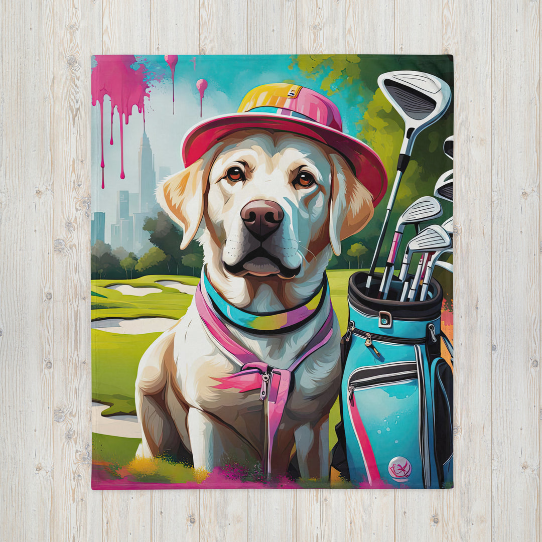 Throw Blanket-Labrador Retriever Golfer V15