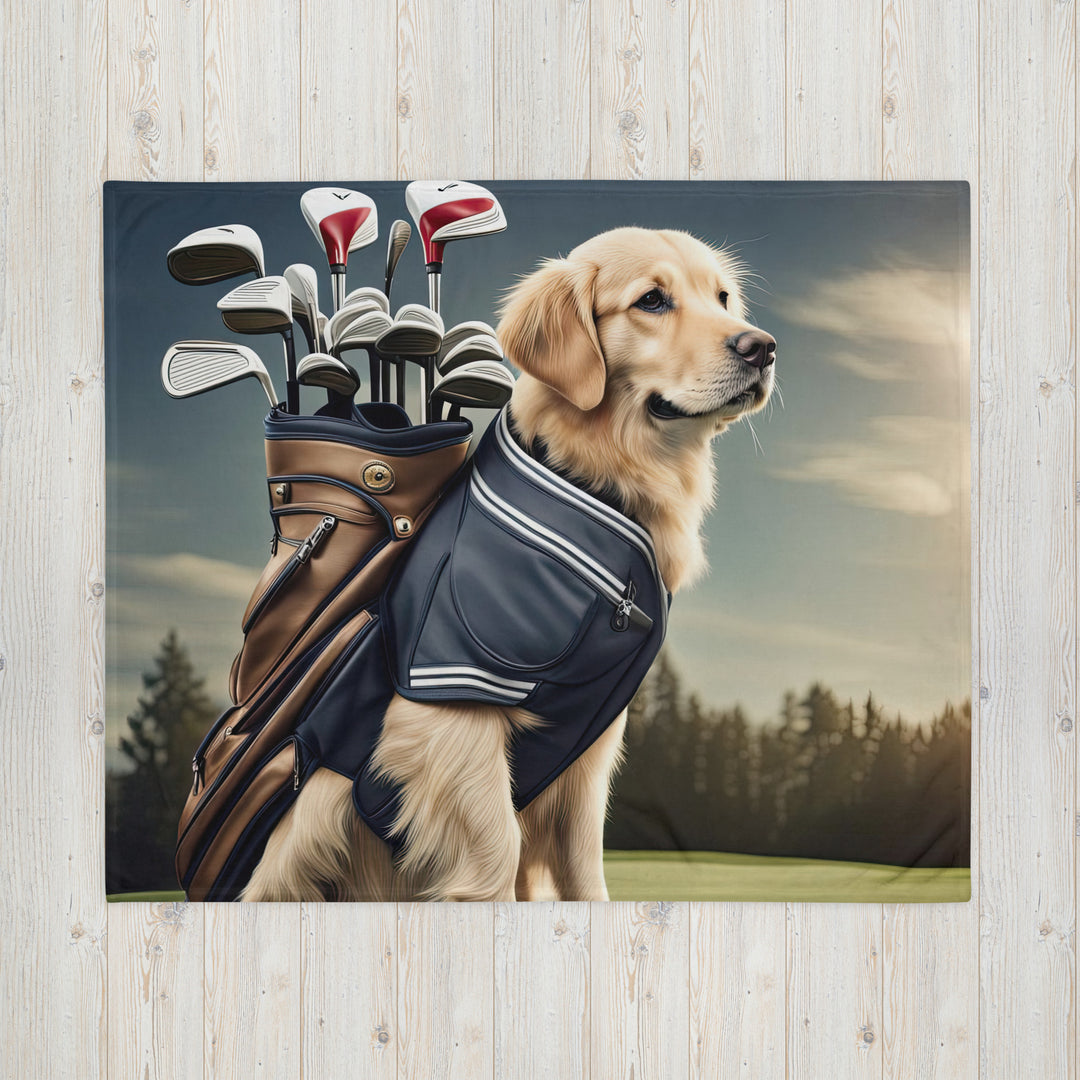 Golden Retriever Golfer- Throw Blanket v5