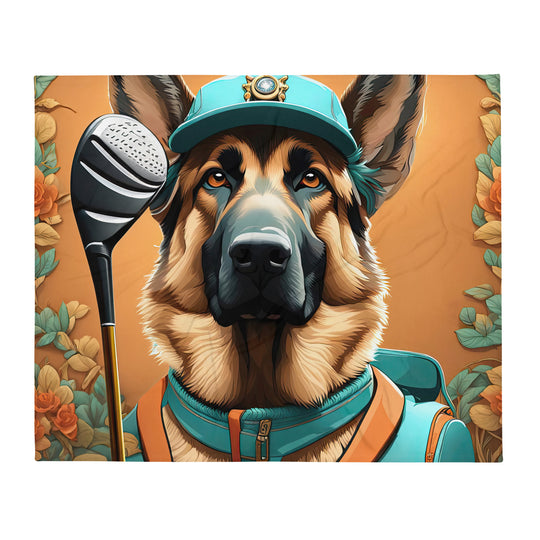 German Shepherd Golfer- Throw Blanket