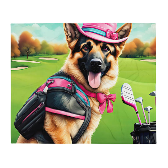 German Shepherd Golfer- Throw Blanket v2