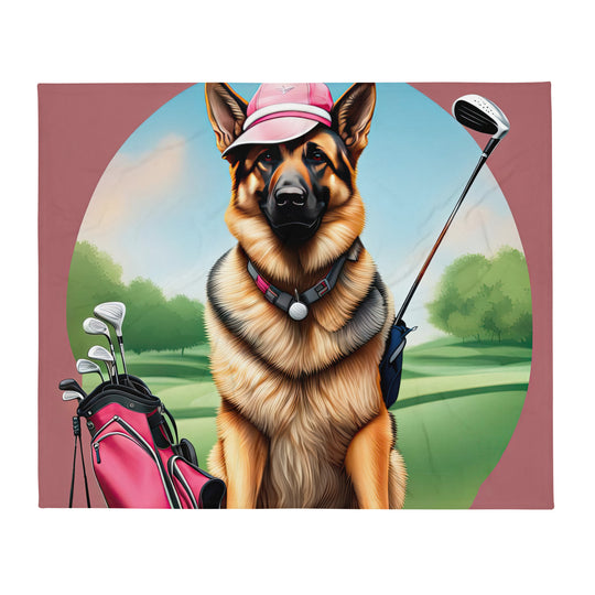 German Shepherd Golfer- Throw Blanket v3