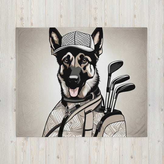 German Shepherd Golfer- Throw Blanket v4