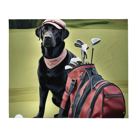 Golden Retriever Golfer- Throw Blanket