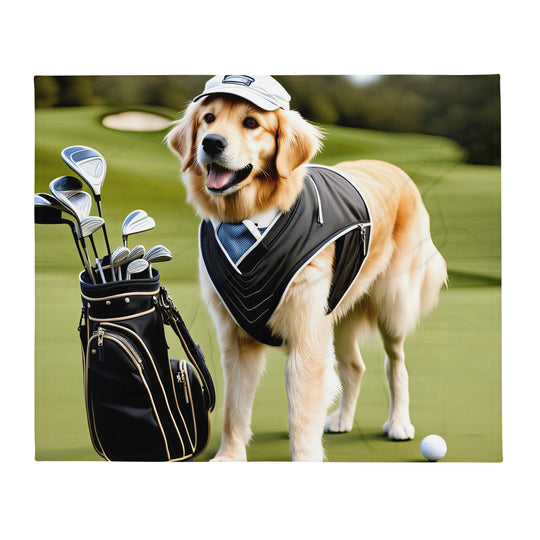 Golden Retriever Golfer- Throw Blanket v3