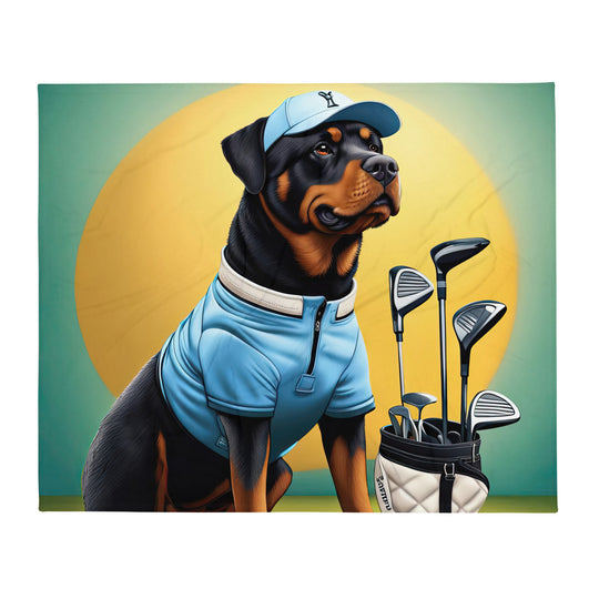 Rottweiler Golfer- Throw Blanket v2