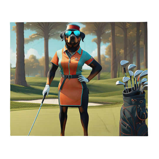 Rottweiler Golfer- Throw Blanket v4