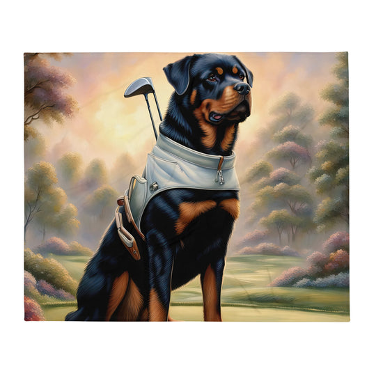 Rottweiler Golfer- Throw Blanket v3