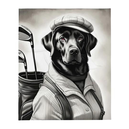 Throw Blanket-Labrador Retriever Golfer V11