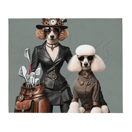 Poodle Golfer- Throw Blanket v2