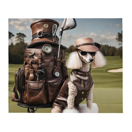 Poodle Golfer- Throw Blanket v3