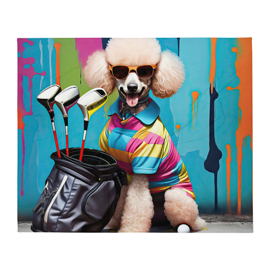 Poodle Golfer- Throw Blanket v4
