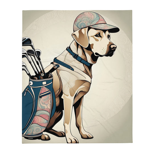 Throw Blanket-Labrador Retriever Golfer