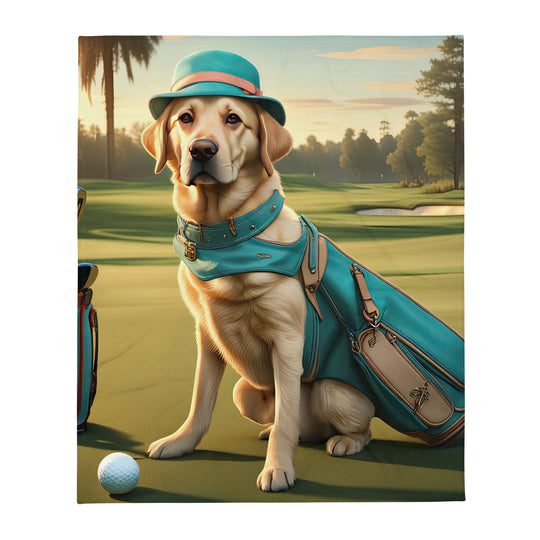 Throw Blanket-Labrador Retriever Golfer V12