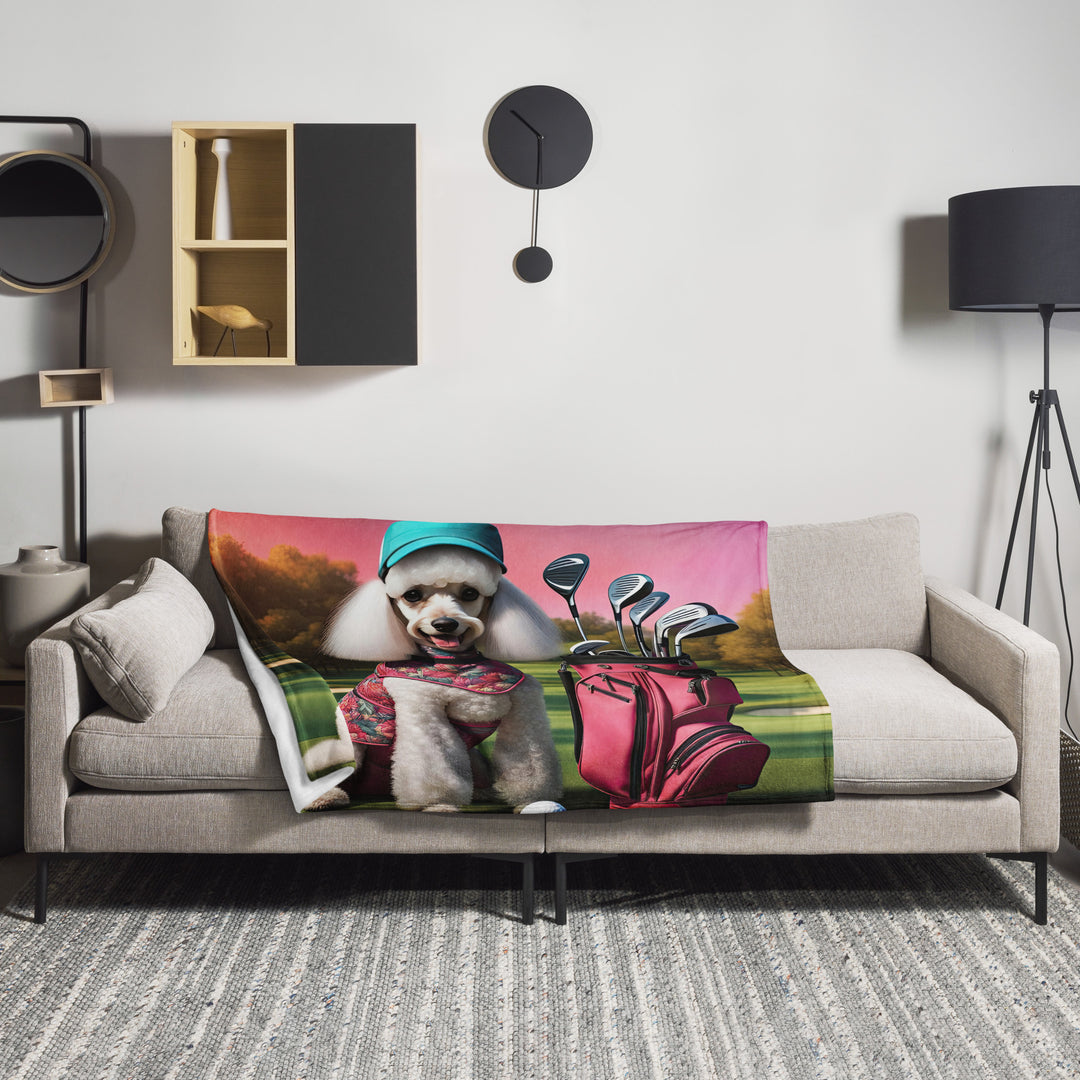 Poodle Golfer- Throw Blanket v5