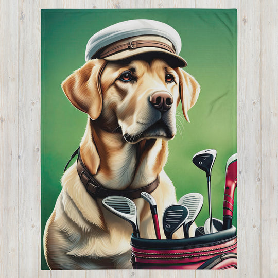 Throw Blanket-Labrador Retriever Golfer V3