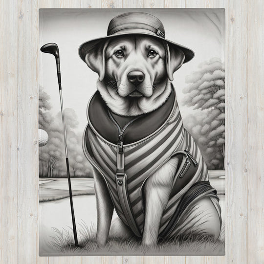 Throw Blanket-Labrador Retriever Golfer V7