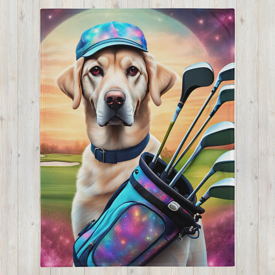 Throw Blanket-Labrador Retriever Golfer V13