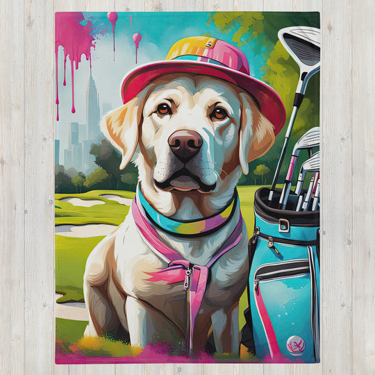 Throw Blanket-Labrador Retriever Golfer V15