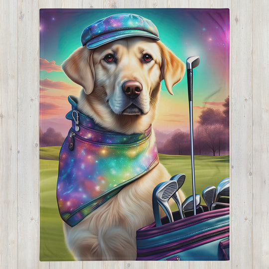 Throw Blanket-Labrador Retriever Golfer V21