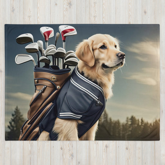 Golden Retriever Golfer- Throw Blanket v5