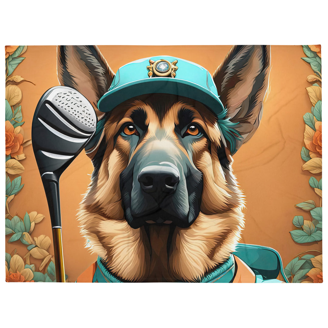 German Shepherd Golfer- Throw Blanket