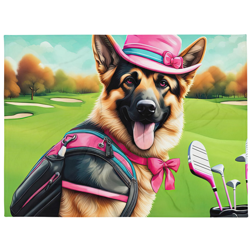 German Shepherd Golfer- Throw Blanket v2