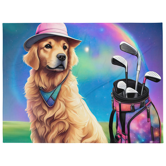 Golden Retriever Golfer- Throw Blanket v2