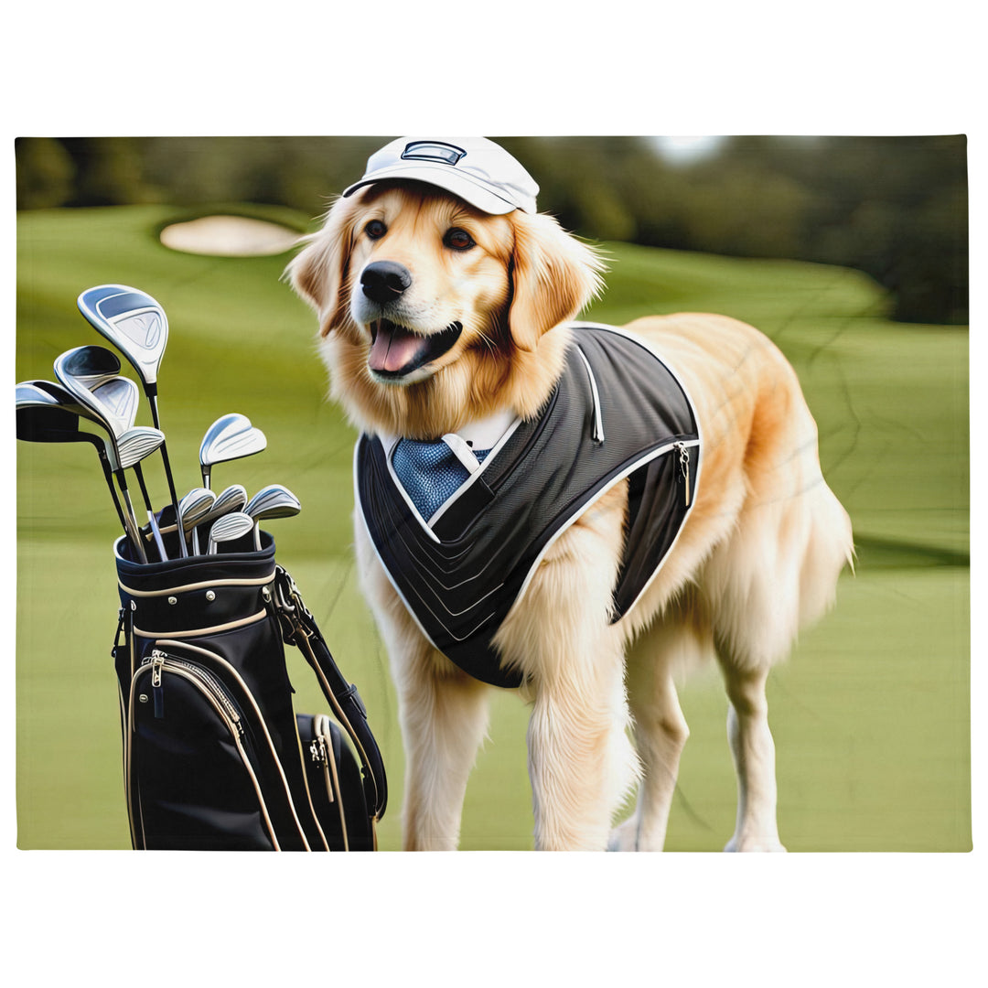 Golden Retriever Golfer- Throw Blanket v3