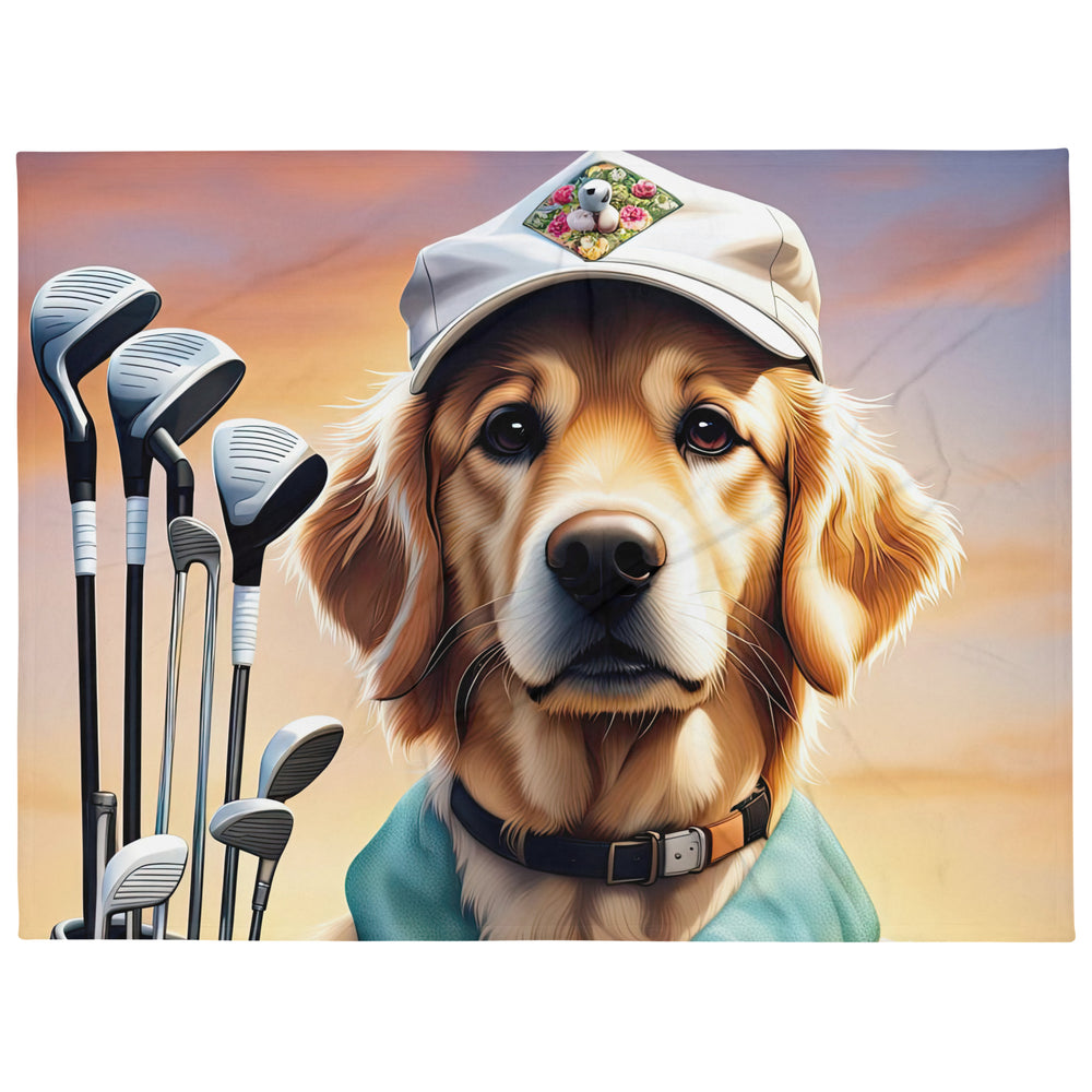 Golden Retriever Golfer- Throw Blanket v4