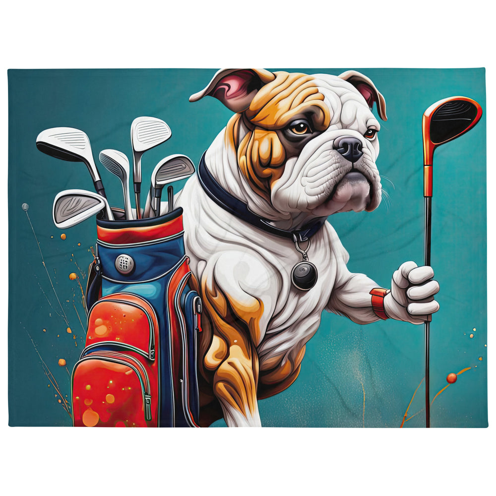 Bulldog Golfer- Throw Blanket