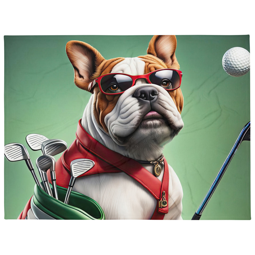 Bulldog Golfer- Throw Blanket v2