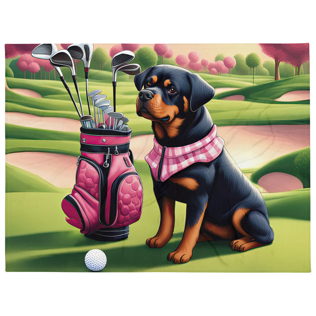 Rottweiler Golfer- Throw Blanket