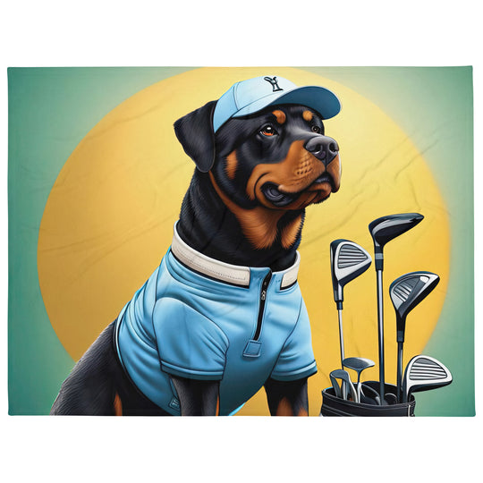 Rottweiler Golfer- Throw Blanket v2