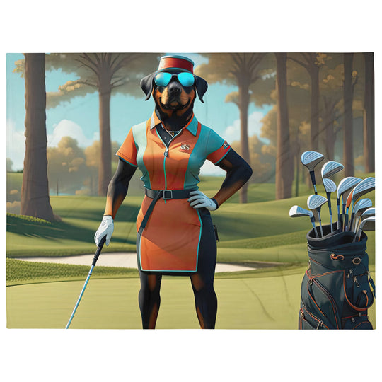 Rottweiler Golfer- Throw Blanket v4