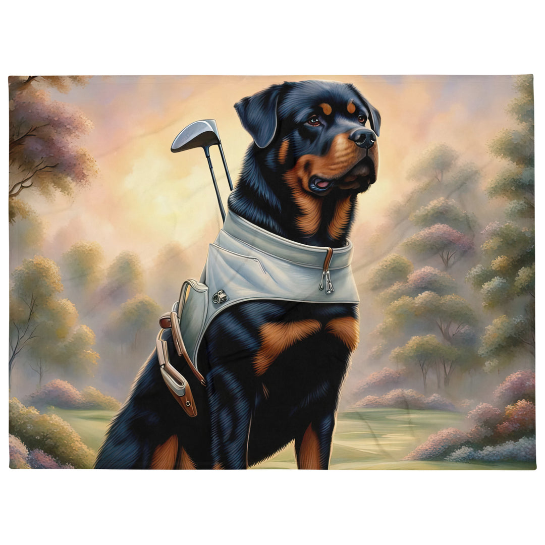 Rottweiler Golfer- Throw Blanket v3