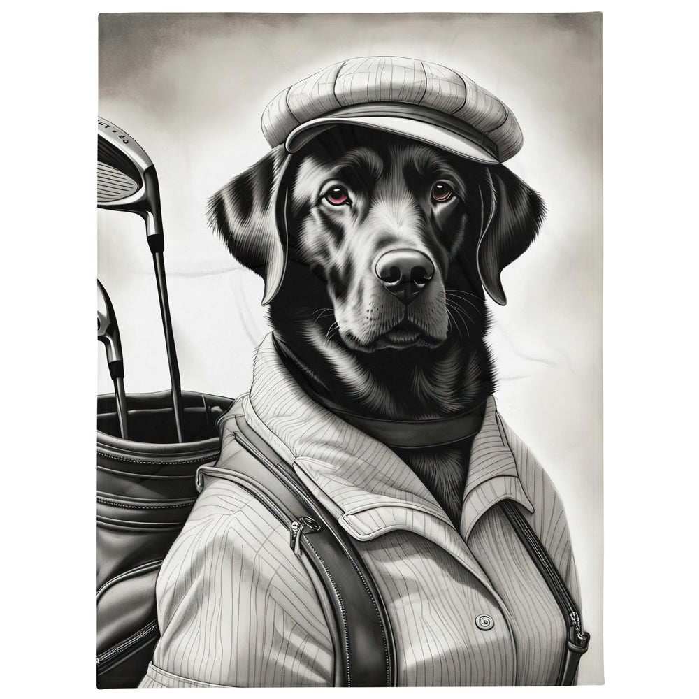 Throw Blanket-Labrador Retriever Golfer V11