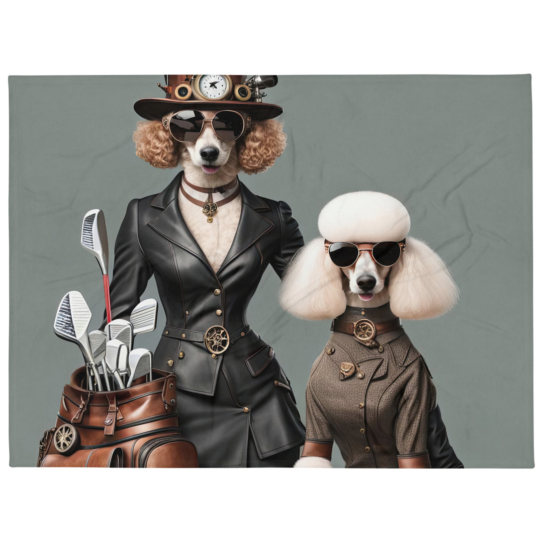 Poodle Golfer- Throw Blanket v2