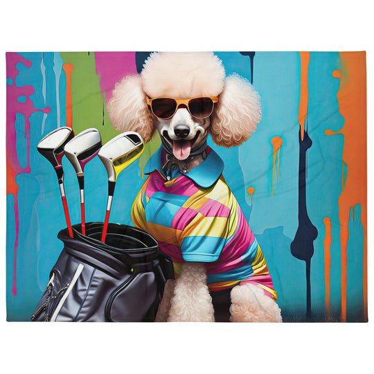 Poodle Golfer- Throw Blanket v4
