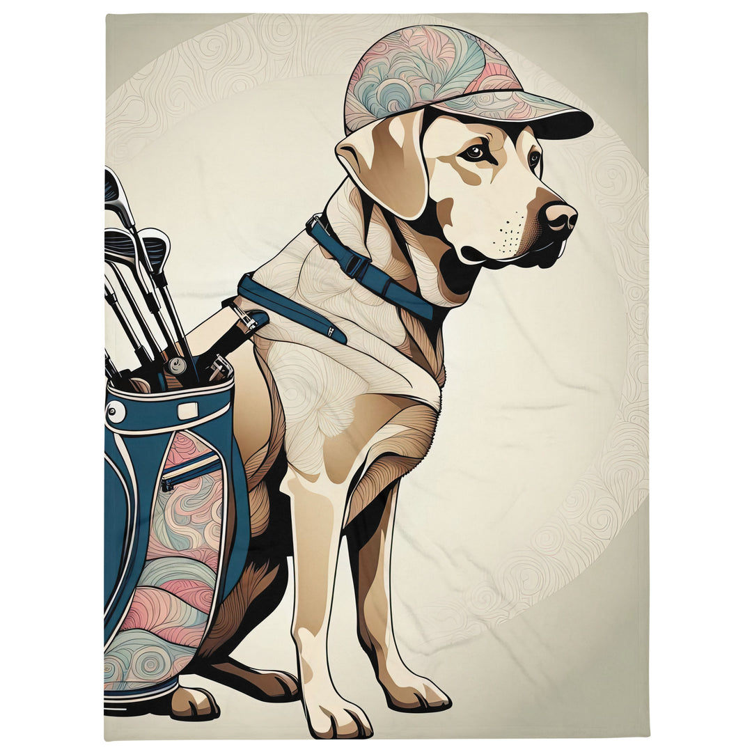 Throw Blanket-Labrador Retriever Golfer