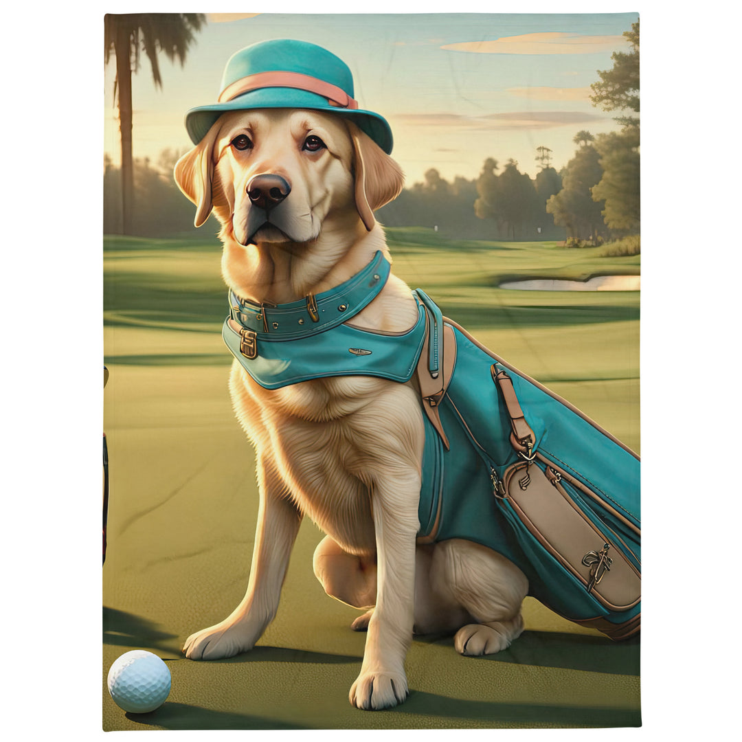 Throw Blanket-Labrador Retriever Golfer V12