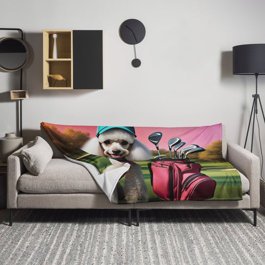 Poodle Golfer- Throw Blanket v5