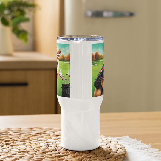 German Shepherd Golfer- Travel mug with a handle v2