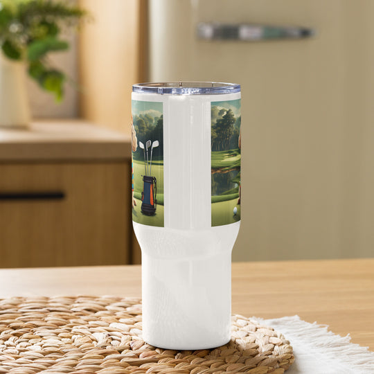 Cockapoo Golfer- Travel mug with a handle v2